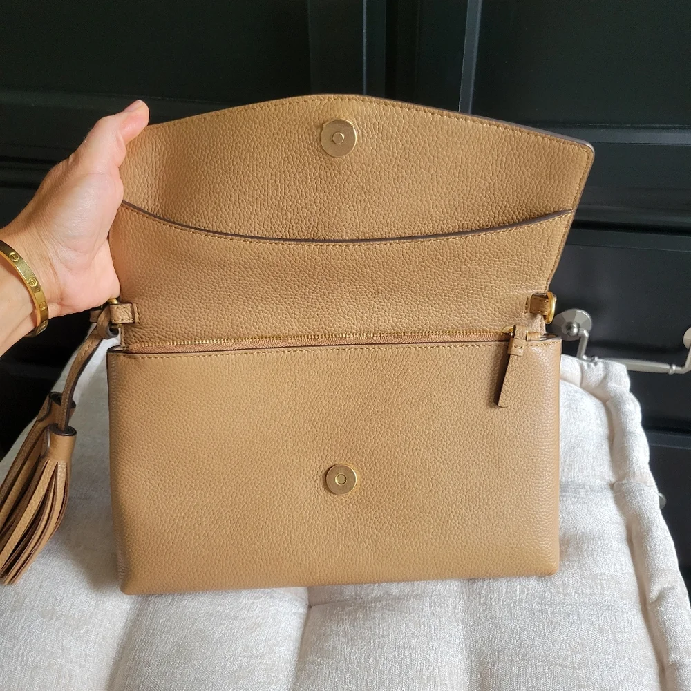 Tory Burch Tan Leather Crossbody with Tassel